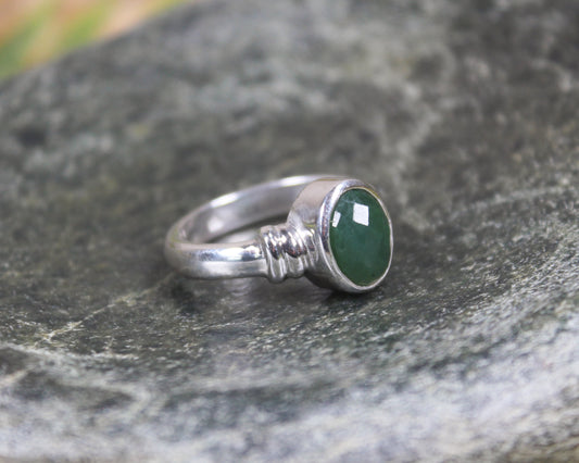 Sterling Silver Hapopo Pounamu Ring - NZ Greenstone