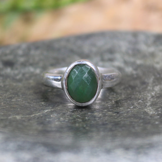 Sterling Silver Hapopo Pounamu Ring - NZ Greenstone