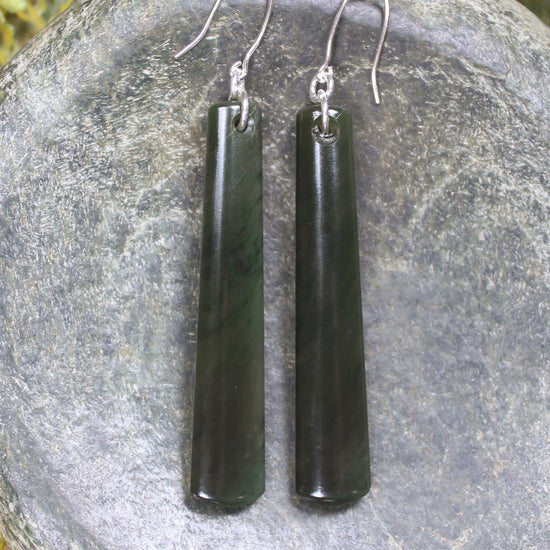Roimata or Teardrop earrings carved from Rimu Pounamu - NZ Greenstone
