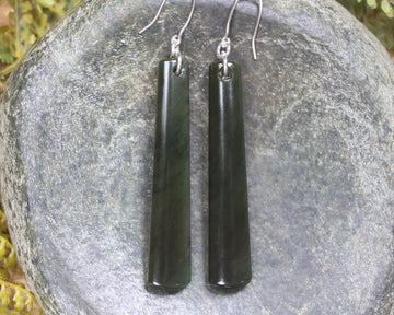 Roimata or Teardrop earrings carved from Rimu Pounamu - NZ Greenstone