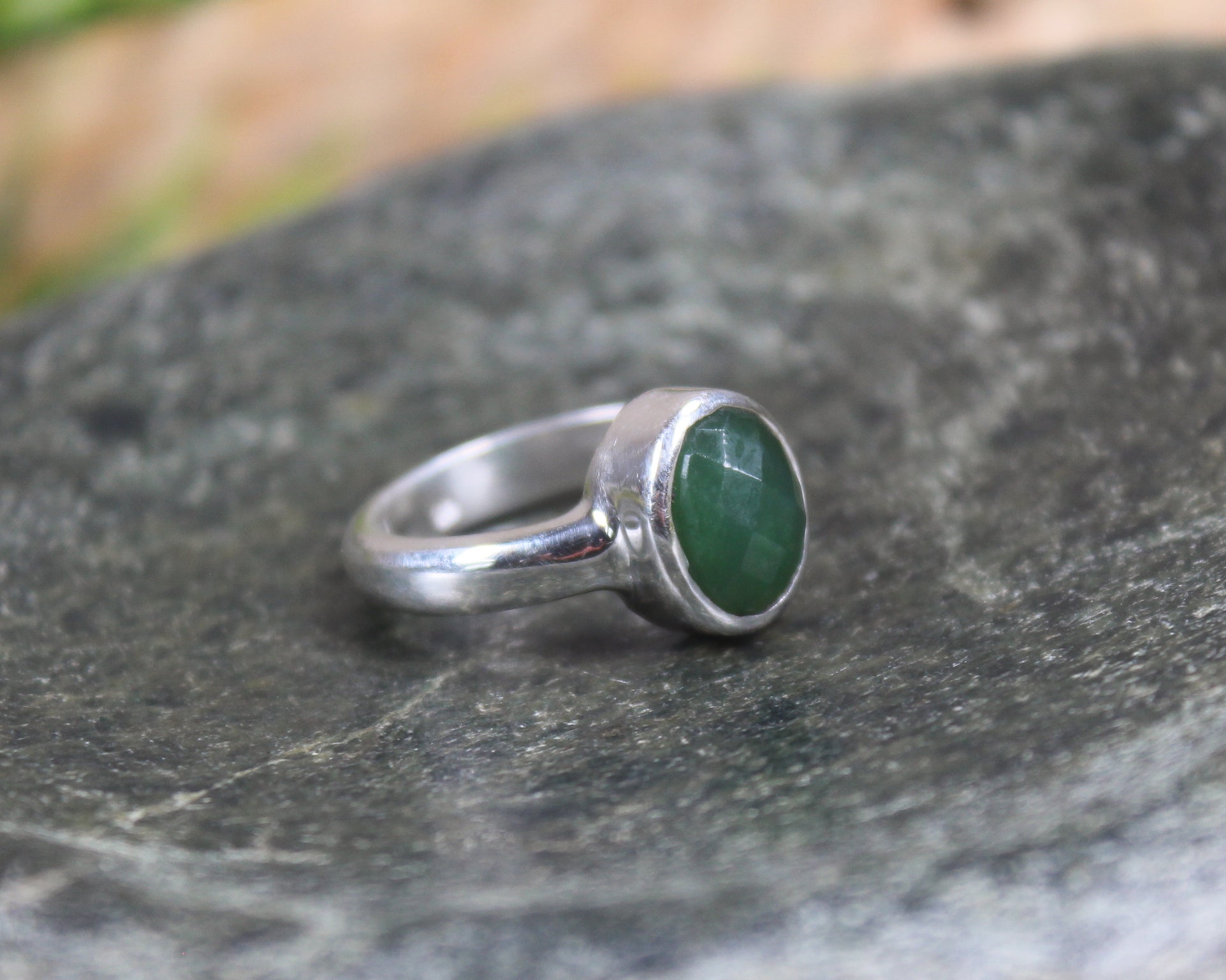 Sterling Silver Hapopo Pounamu Ring - NZ Greenstone