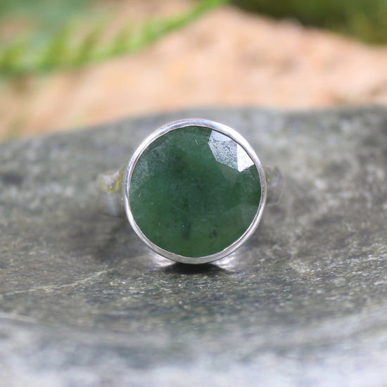 Sterling Silver Hapopo Pounamu Ring - NZ Greenstone