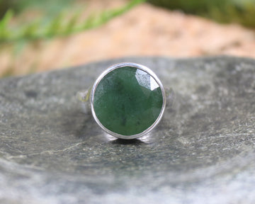 Sterling Silver Hapopo Pounamu Ring - NZ Greenstone