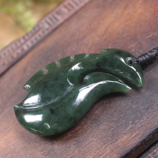 Hei Matau or Fish Hook carved from Kawakawa Pounamu - NZ Greenstone