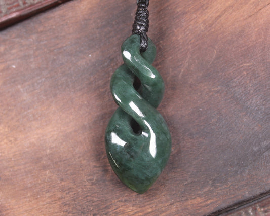 Twist carved from Kawakawa Pounamu - NZ Greenstone