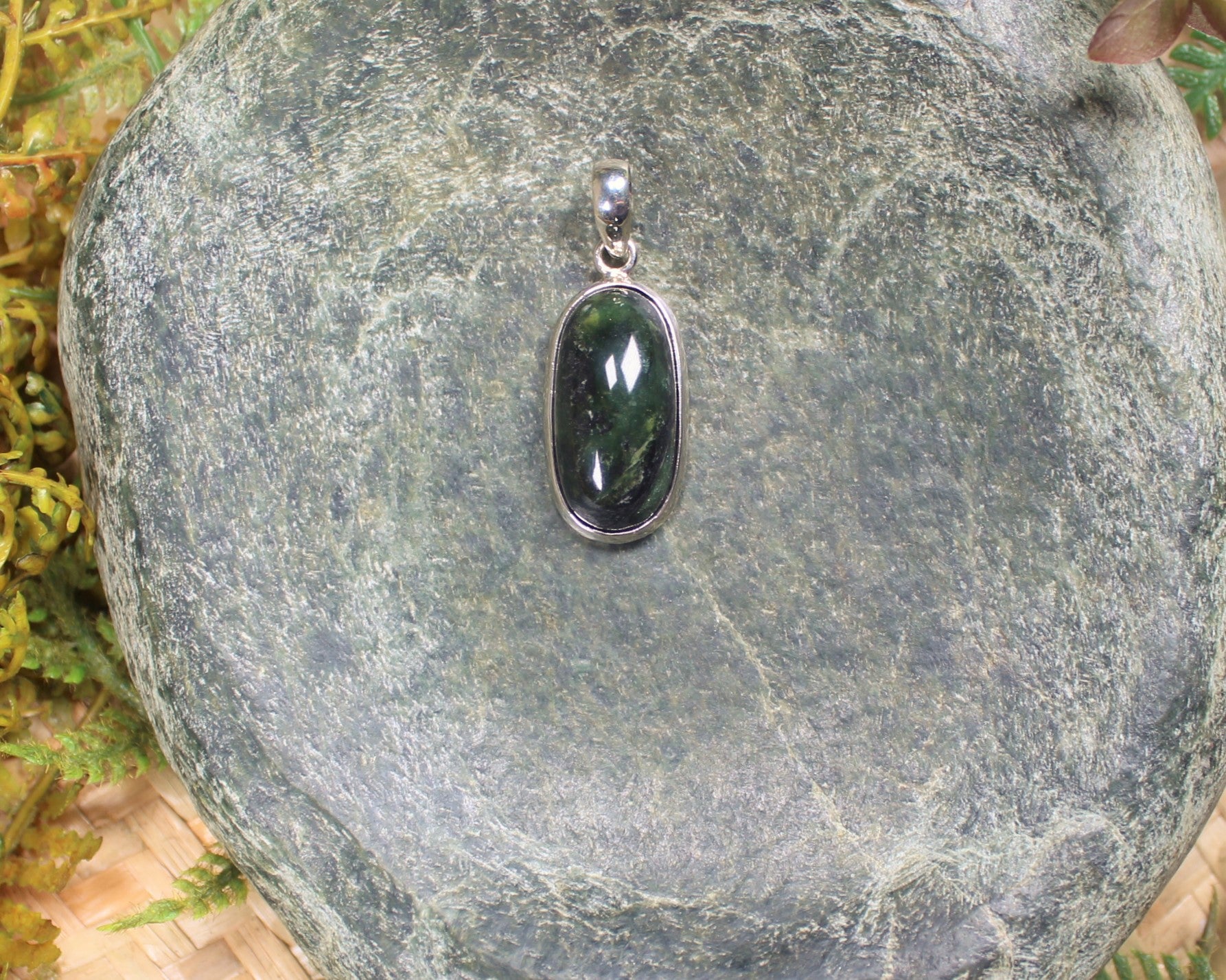 Greenstone Pendant carved from Douglas Creek Pounamu and set in sterling silver- NZ Greenstone