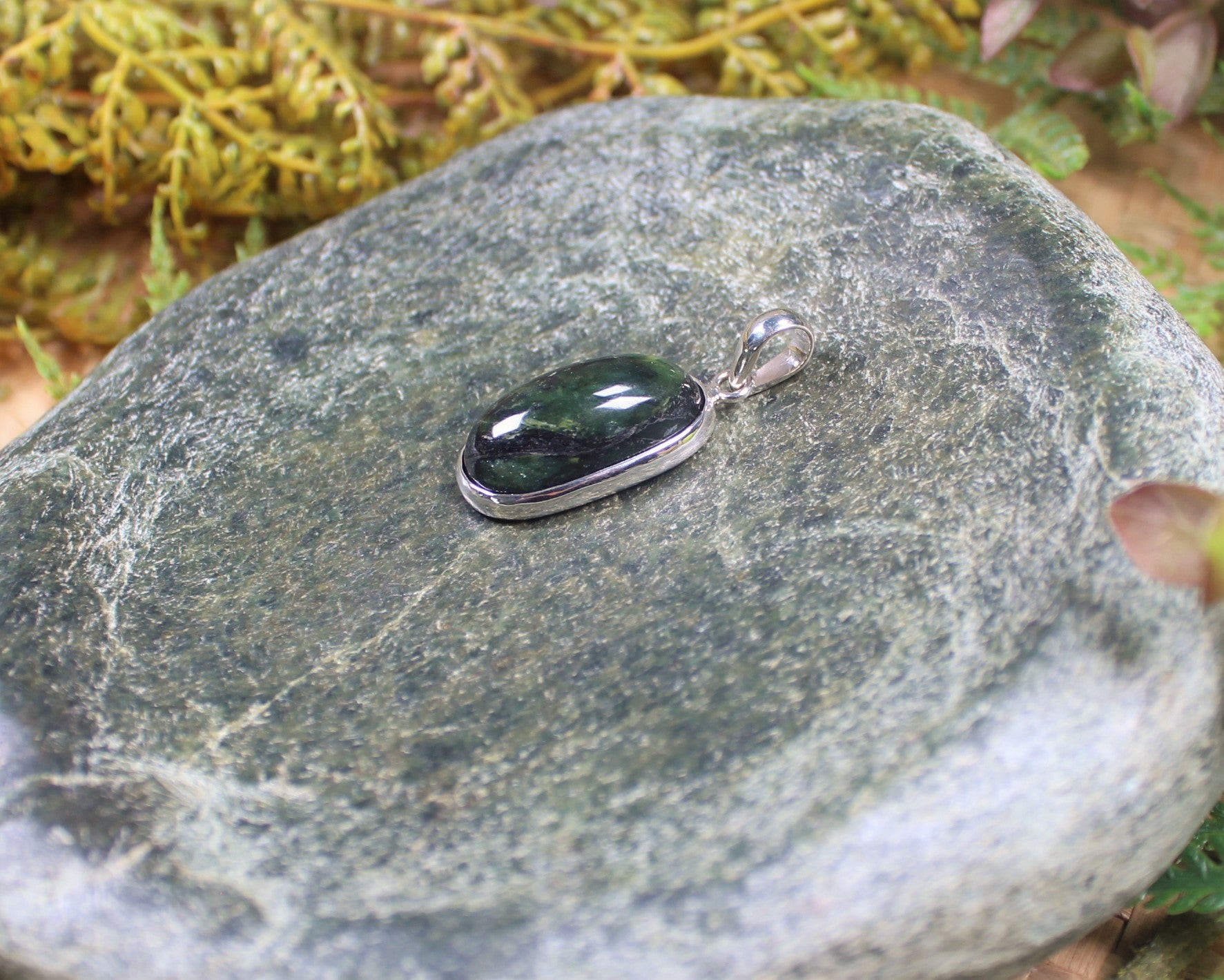 Greenstone Pendant carved from Douglas Creek Pounamu and set in sterling silver- NZ Greenstone
