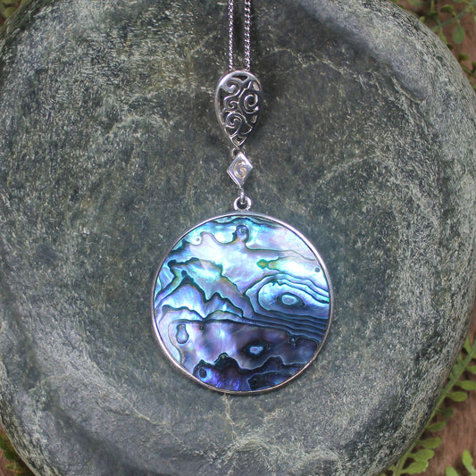 Sterling Silver Medium Pāua Shell Pendant