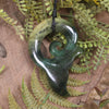 Whale Tail carved from Rimu Pounamu - NZ Greenstone