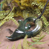 Whale Tail carved from Rimu Pounamu - NZ Greenstone