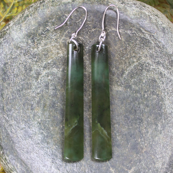 Roimata or Teardrop earrings carved from Rimu Pounamu - NZ Greenstone