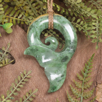Whale Tail carved from Raukaraka Pounamu - NZ Greenstone