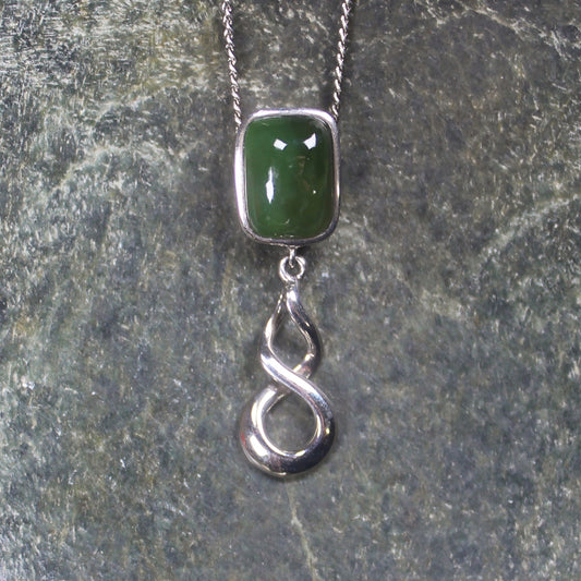 Kawakawa Pounamu pendant set in Sterling Silver - NZ Greenstone