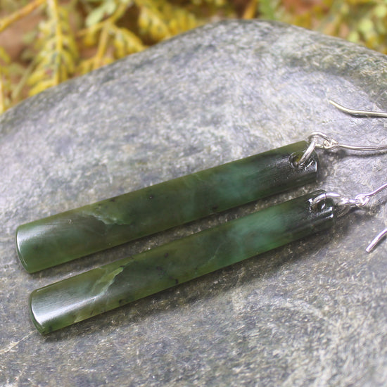 Roimata or Teardrop earrings carved from Rimu Pounamu - NZ Greenstone