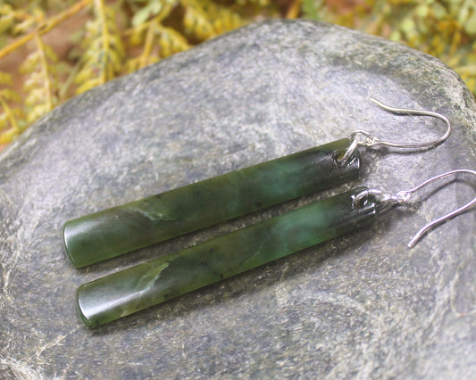 Roimata or Teardrop earrings carved from Rimu Pounamu - NZ Greenstone