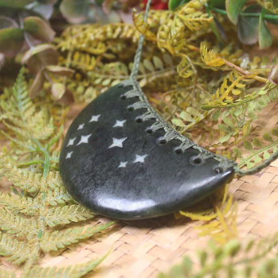 Rimu Pounamu Breastplate with the Matariki star cluster - NZ Greenstone