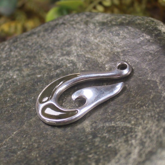 Rimu Pounamu pendant set in Sterling Silver - NZ Greenstone