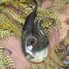 Hei Matau or Fish Hook carved from Rimu Pounamu - NZ Greenstone