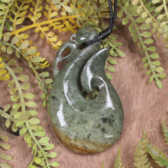 Manaia carved from Flower Jade Pounamu - NZ Greenstone