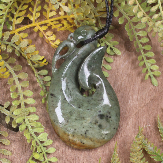 Manaia carved from Flower Jade Pounamu - NZ Greenstone