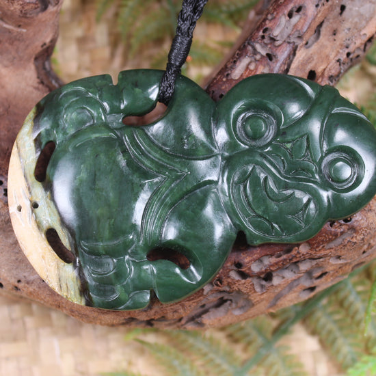 Hei Tiki carved from Kawakawa Pounamu - NZ Greenstone