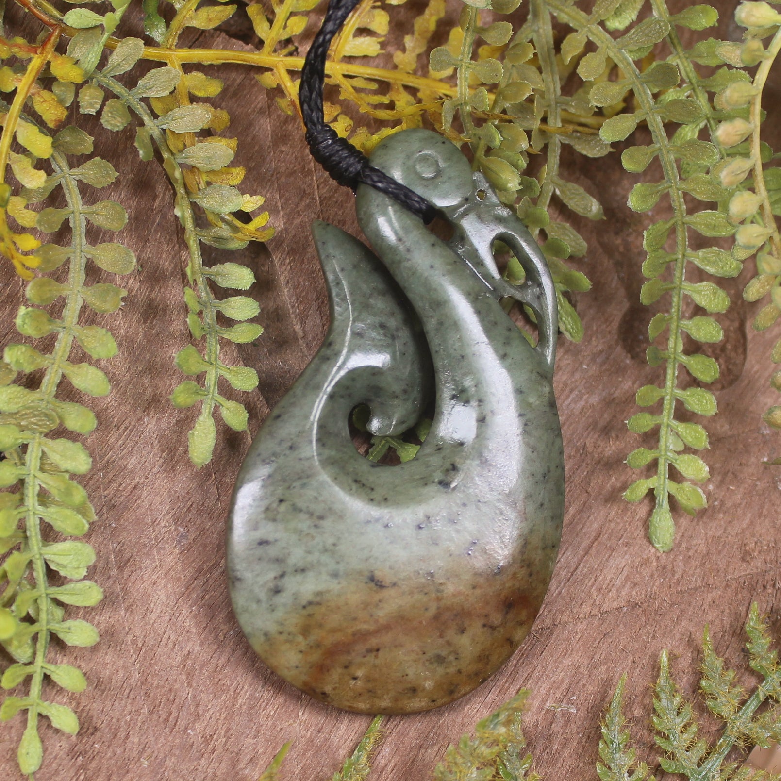 Manaia carved from Flower Jade Pounamu - NZ Greenstone