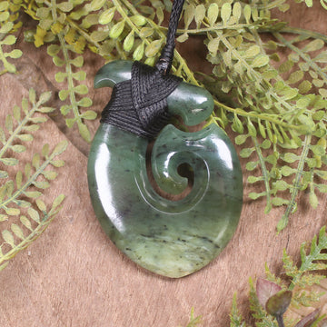 Hei Matau or Fish Hook carved from Hapopo Pounamu - NZ Greenstone