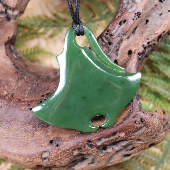 Stingray or Whai carved from Hapopo Pounamu - NZ Greenstone