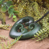 Heart with Koru carved from Kawakawa Pounamu - NZ Greenstone