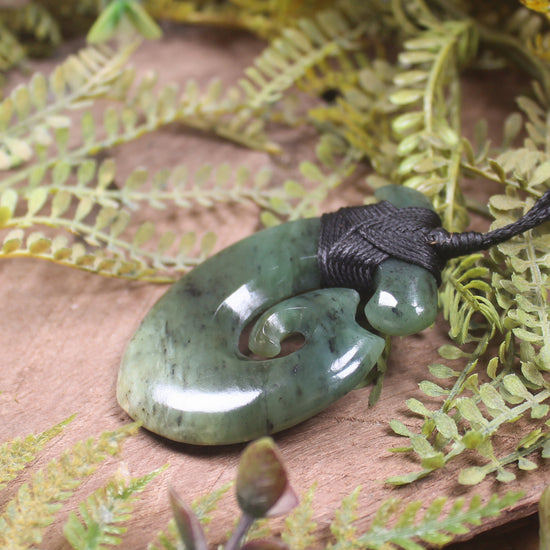 Hei Matau or Fish Hook carved from Hapopo Pounamu - NZ Greenstone