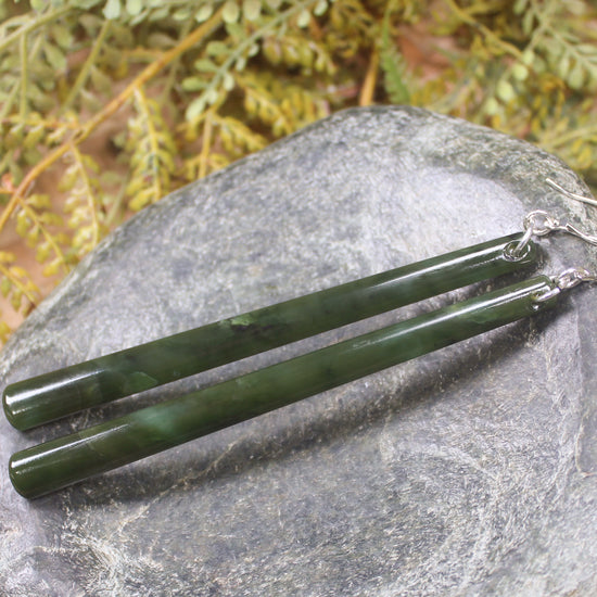 Roimata or Teardrop earrings carved from Rimu Pounamu - NZ Greenstone