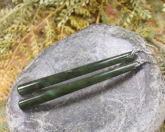 Roimata or Teardrop earrings carved from Rimu Pounamu - NZ Greenstone