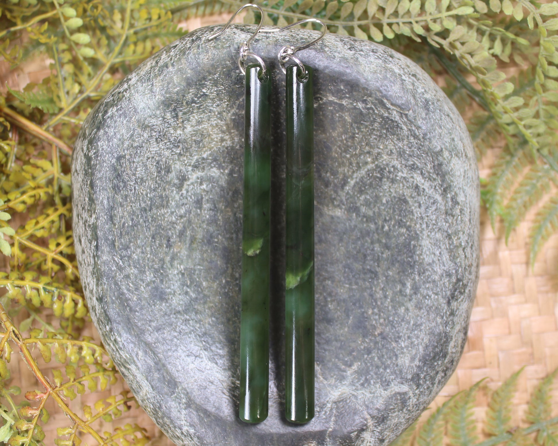Roimata or Teardrop earrings carved from Rimu Pounamu - NZ Greenstone