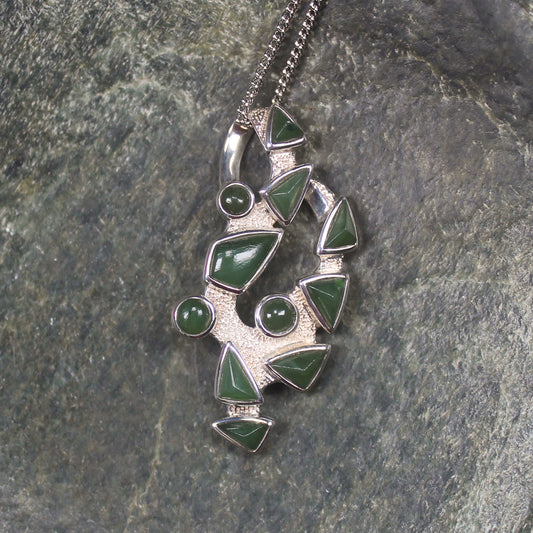 Kawakawa Pounamu pendant set in Sterling Silver - NZ Greenstone