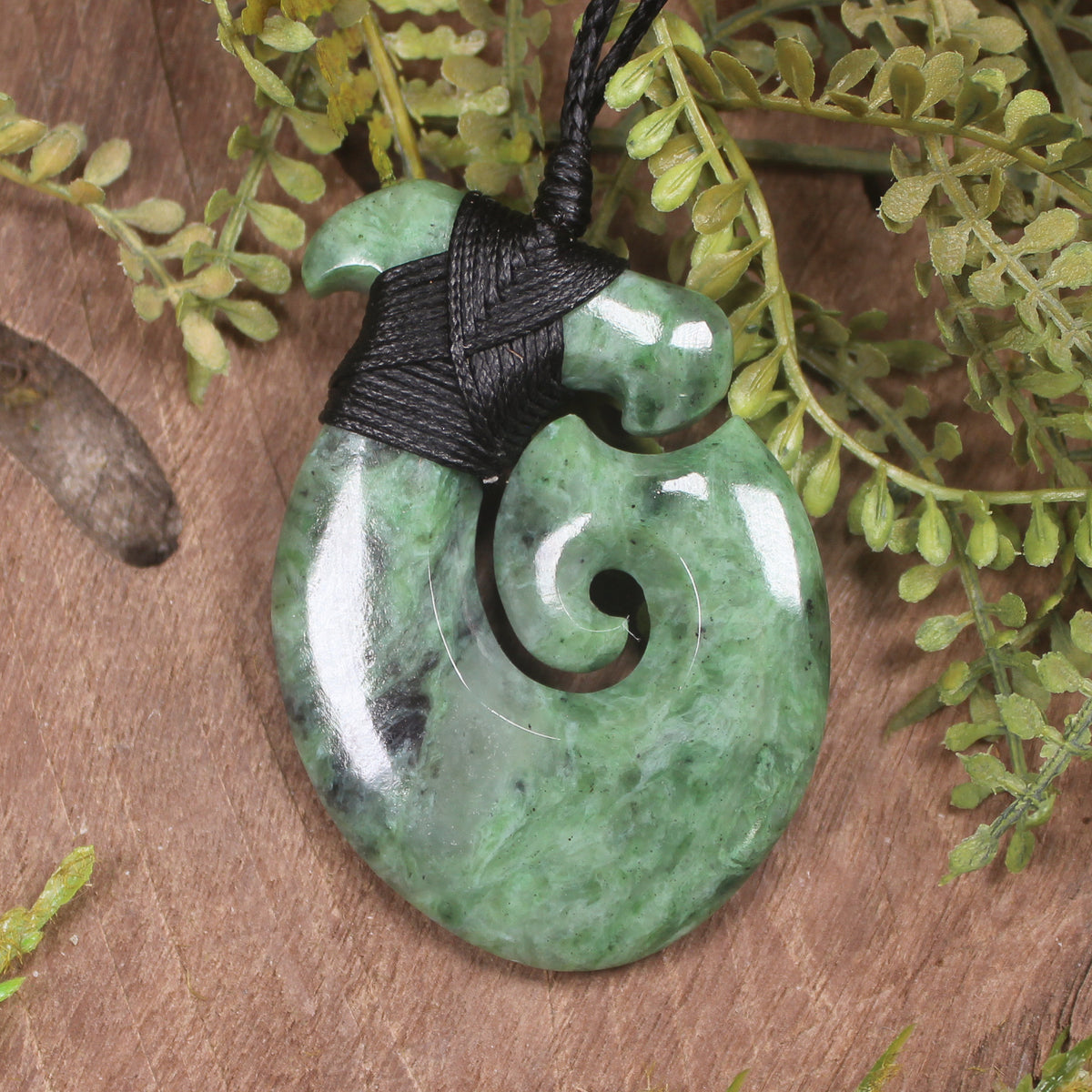 Hei Matau or Fish Hook carved from Hapopo Pounamu - NZ Greenstone
