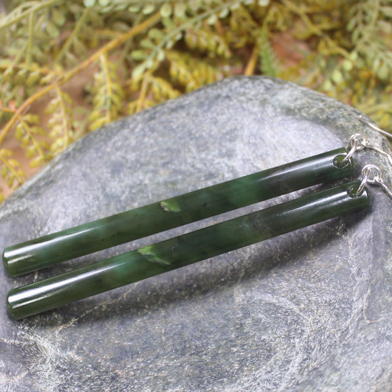 Roimata or Teardrop earrings carved from Rimu Pounamu - NZ Greenstone