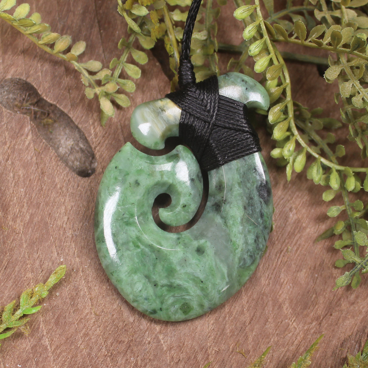 Hei Matau or Fish Hook carved from Hapopo Pounamu - NZ Greenstone