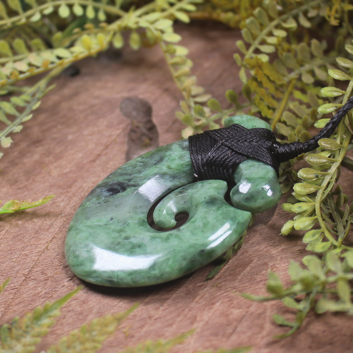 Hei Matau or Fish Hook carved from Hapopo Pounamu - NZ Greenstone