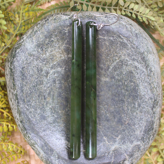 Roimata or Teardrop earrings carved from Rimu Pounamu - NZ Greenstone