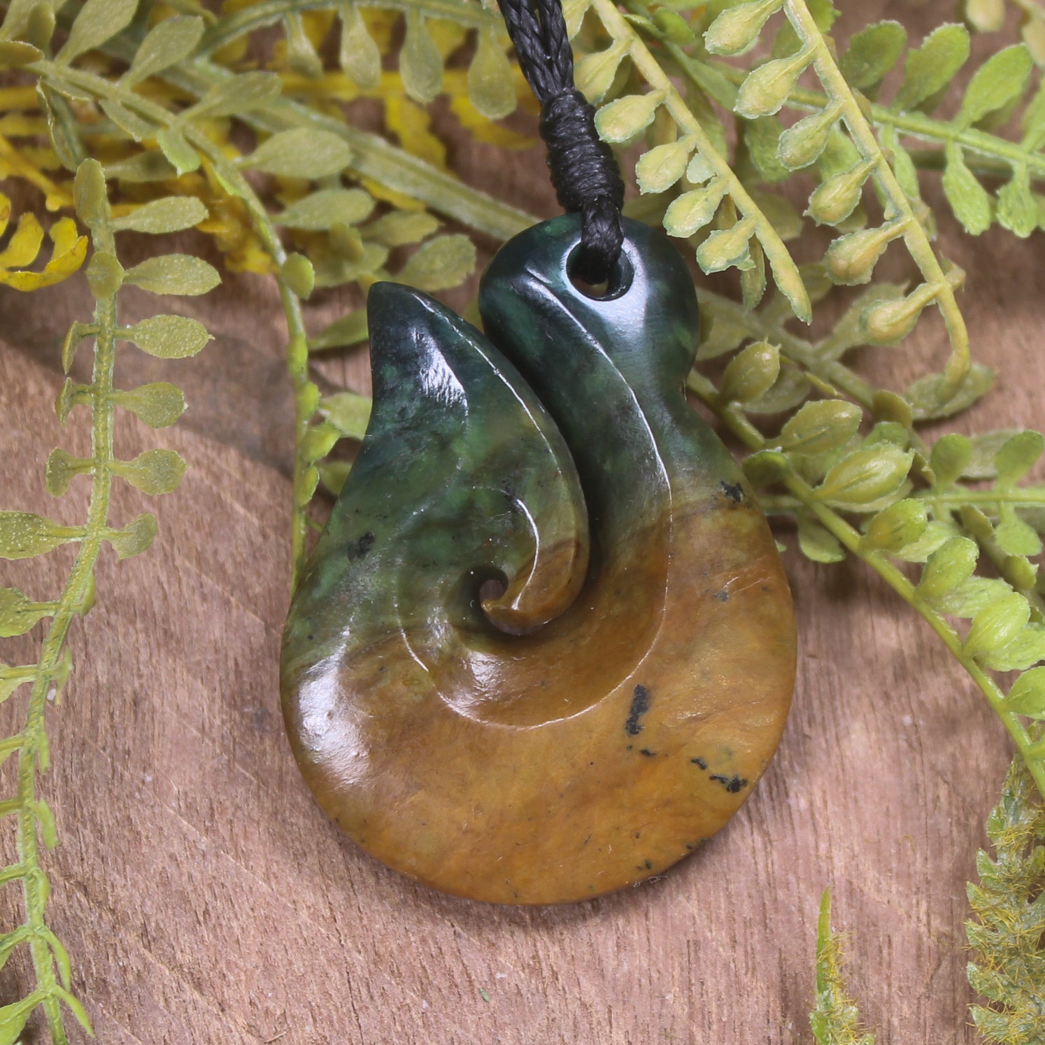Flower Jade Hei Matau pendant  - NZ Greenstone