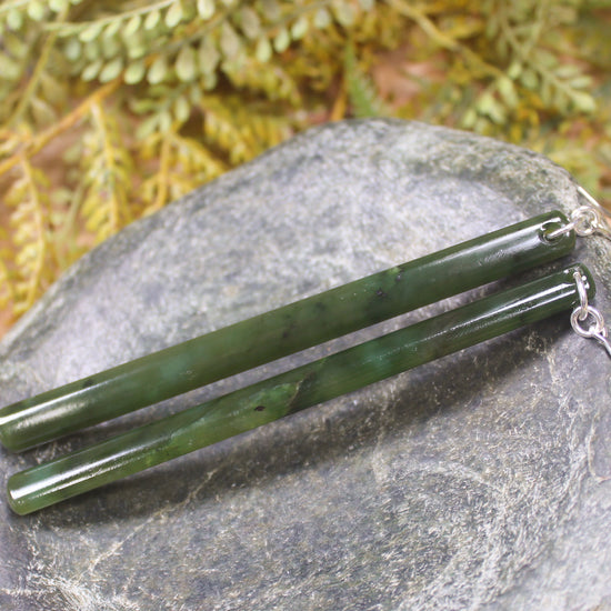 Roimata or Teardrop earrings carved from Rimu Pounamu - NZ Greenstone
