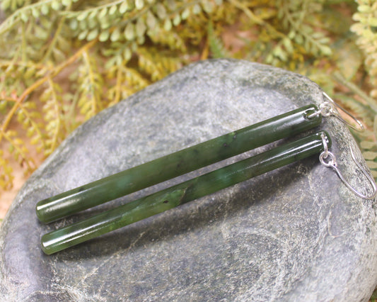 Roimata or Teardrop earrings carved from Rimu Pounamu - NZ Greenstone