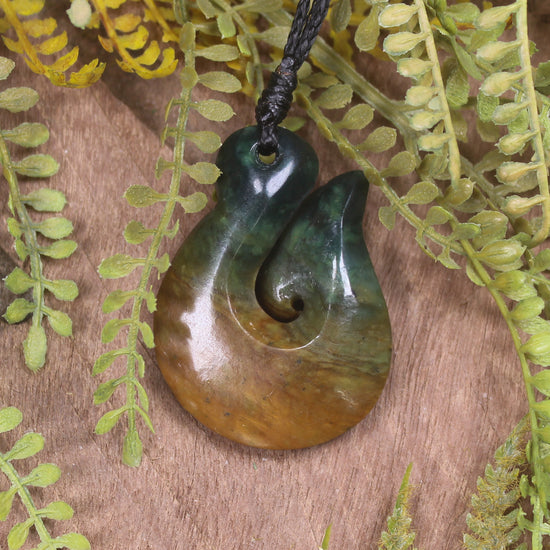 Flower Jade Hei Matau pendant  - NZ Greenstone