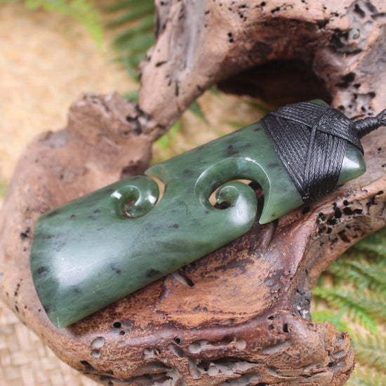 Toki or Adze with Koru carved from Hapopo Pounamu - NZ Greenstone