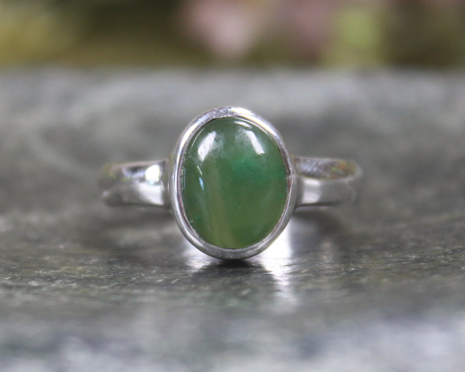 Sterling Silver Hapopo Pounamu Ring - NZ Greenstone