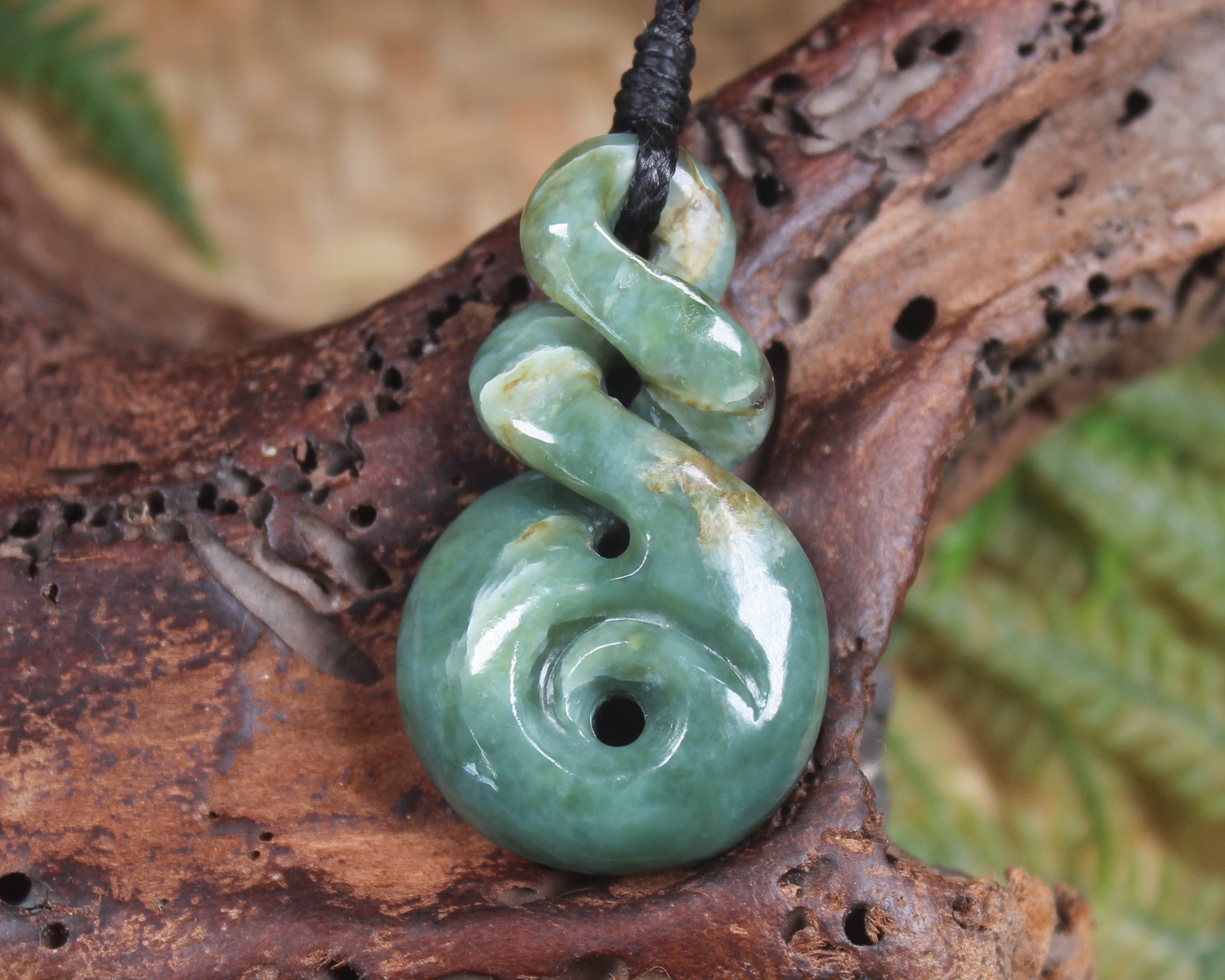 Koru Twist carved from Inanga Pounamu - NZ Greenstone