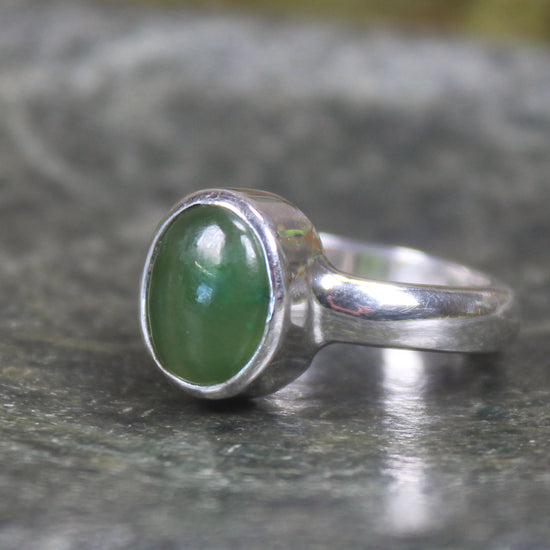 Sterling Silver Hapopo Pounamu Ring - NZ Greenstone