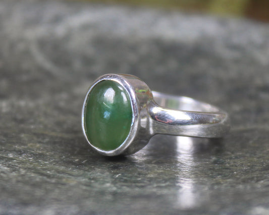 Sterling Silver Hapopo Pounamu Ring - NZ Greenstone