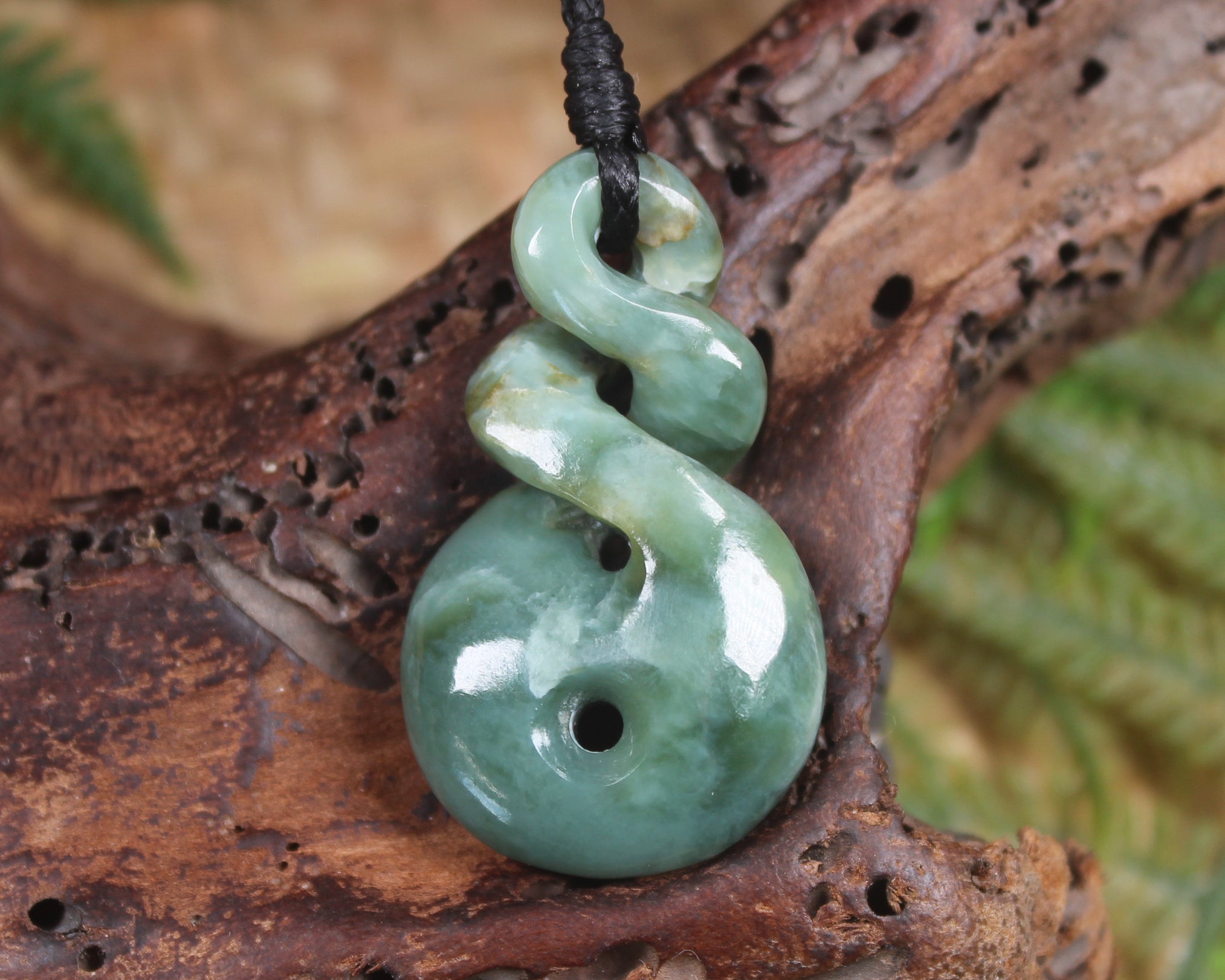 Koru Twist carved from Inanga Pounamu - NZ Greenstone