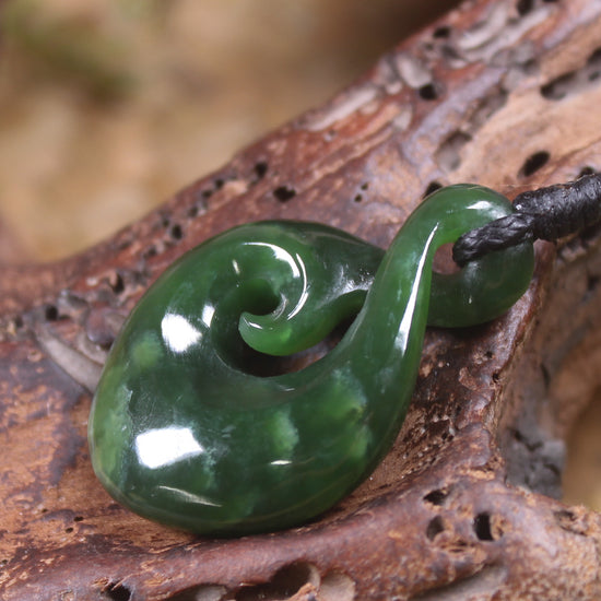 Koru Twist carved from Kawakawa Pounamu - NZ Greenstone